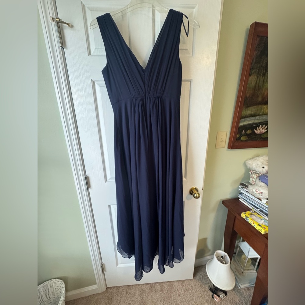 ELIZA J Navy High Low Embellished Waist Formal Party Dress - Picture 5 of 9